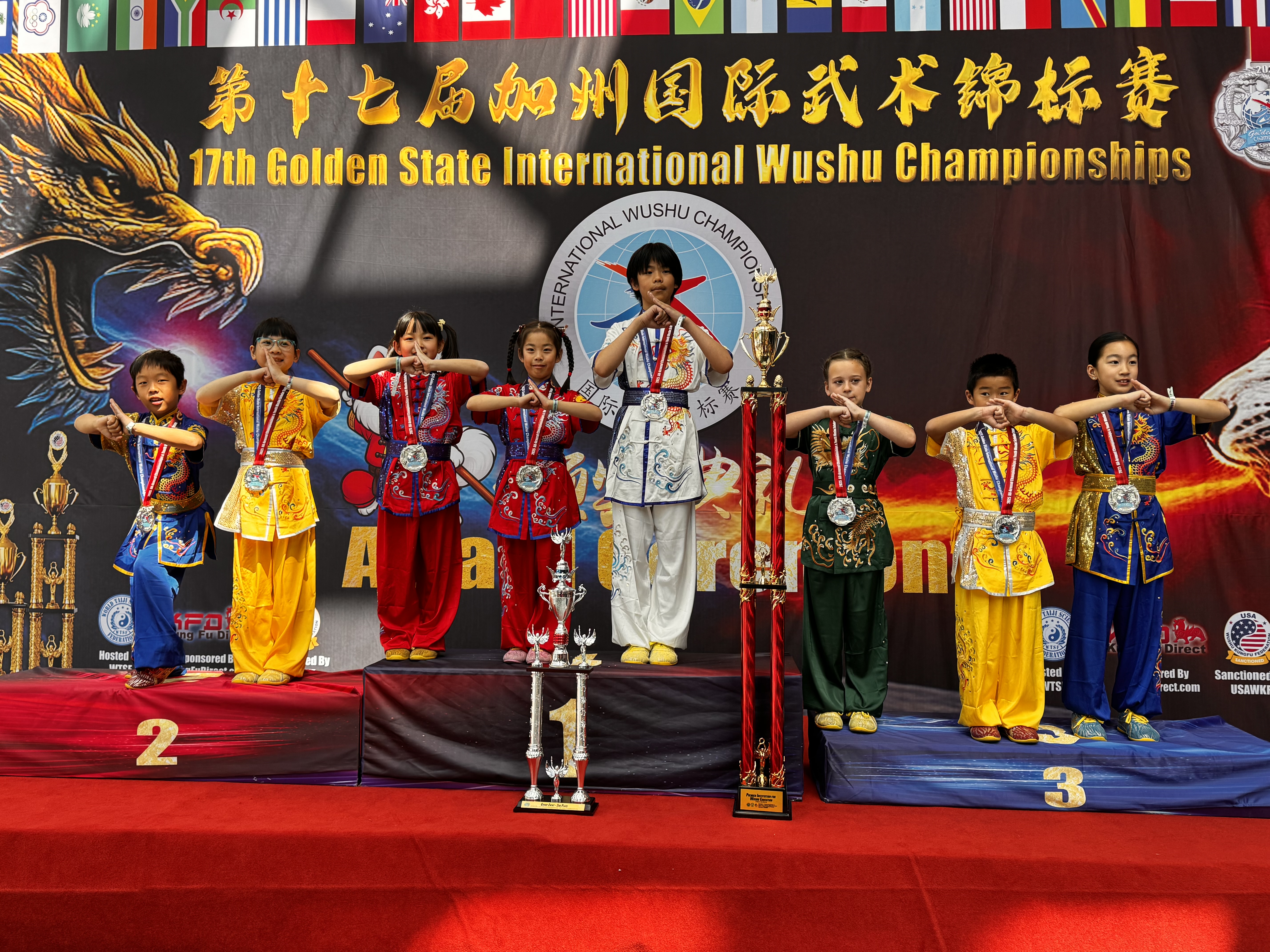 Group of students on podium at Golden State Championships