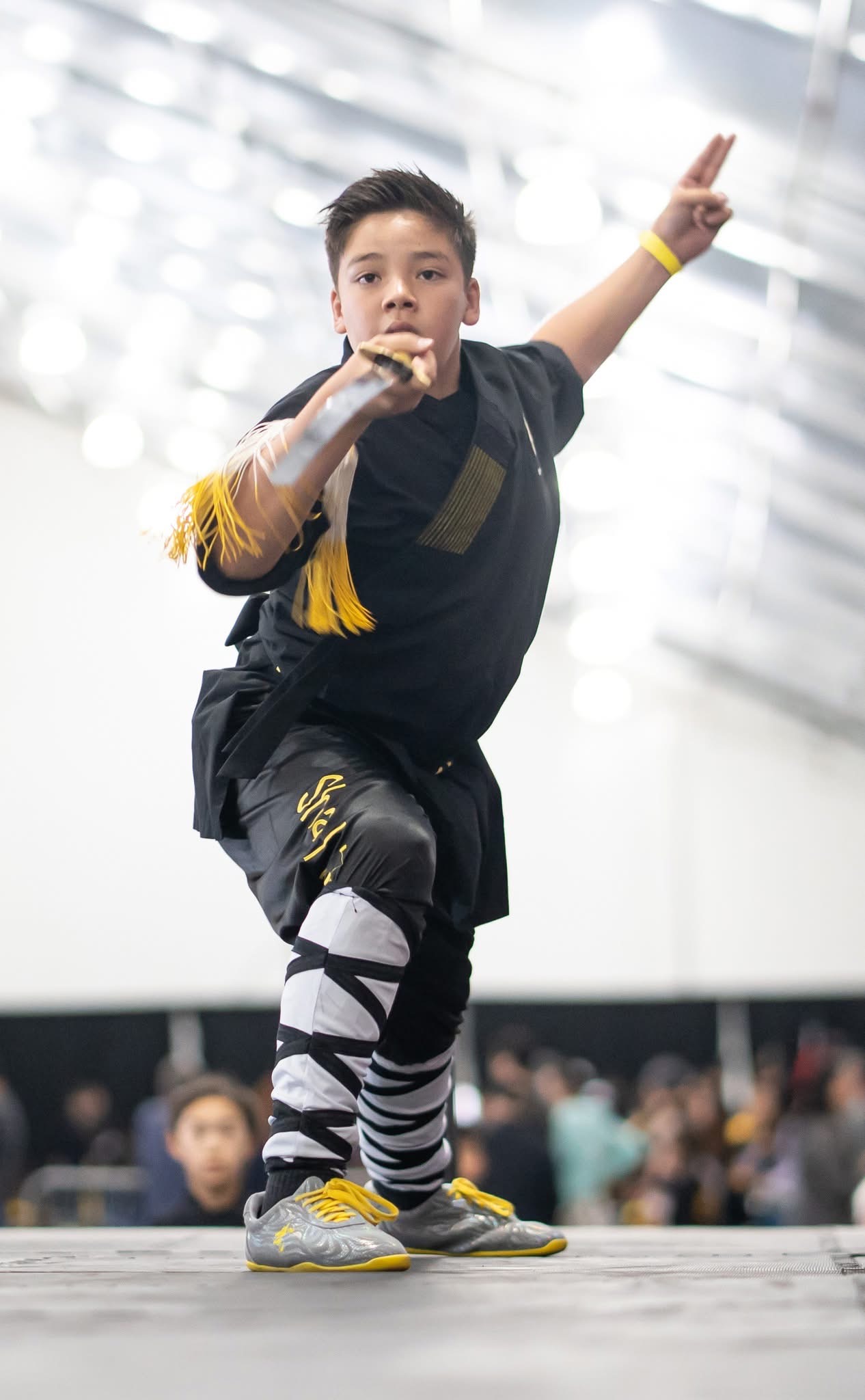 Student performing straight sword form