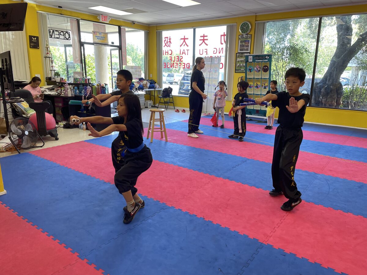 Kung Fu weapon training at summer camp