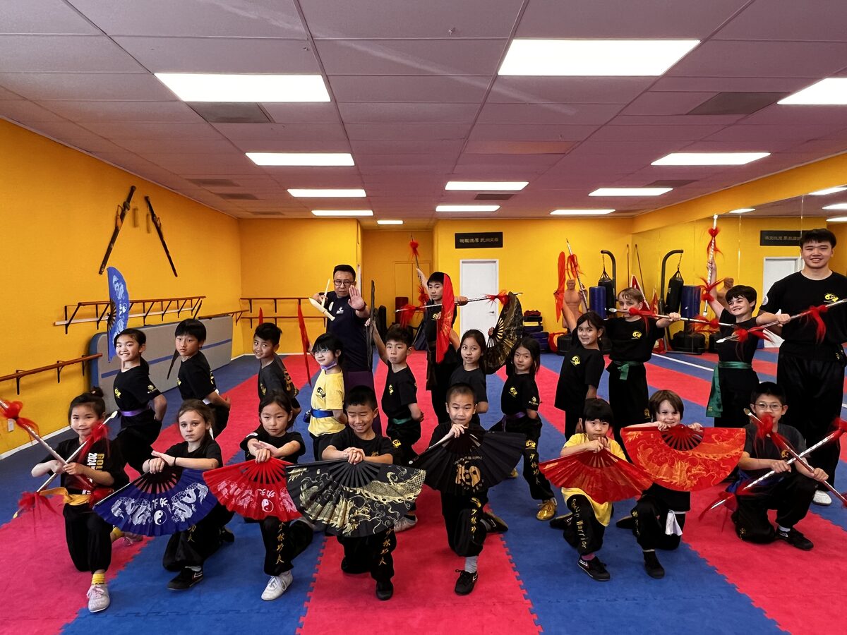 Students learning acrobatics at camp
